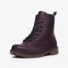 Harlow & Lloyd Red Wine Abstract Checkerboard Lace Up Boots