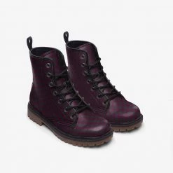 Harlow & Lloyd Red Wine Abstract Checkerboard Lace Up Boots