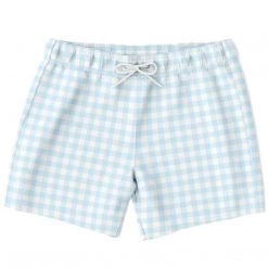 Subliminator Men Pale Blue Gingham Check Swim Shorts