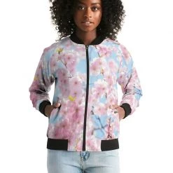 Harlow & Lloyd Jackets Cherry Blossom Sky Women's Bomber Jacket 15 Harlow & Lloyd Jackets Cherry Blossom Sky Women's Bomber Jacket