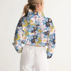 Harlow & Lloyd Jackets Blue Frisky Floral Women's Cropped Windbreaker