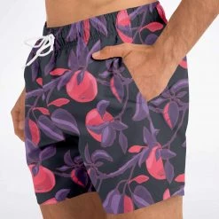 Subliminator Men Fruit Tree Swim Shorts In Red/Charcoal 18 Subliminator Men Fruit Tree Swim Shorts In Red/Charcoal