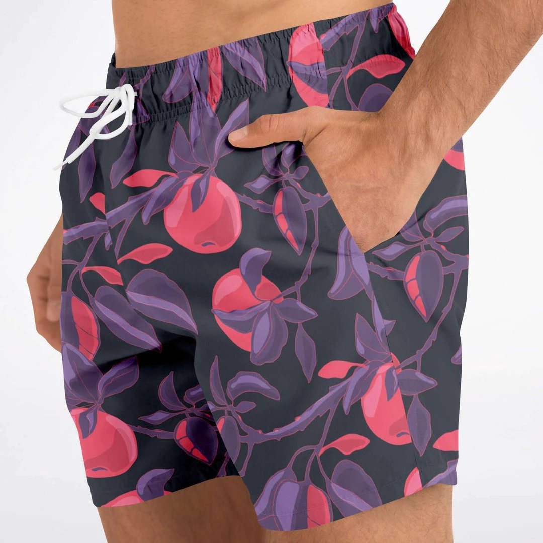 Subliminator Men Fruit Tree Swim Shorts In Red/Charcoal 8 Subliminator Men Fruit Tree Swim Shorts In Red/Charcoal