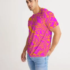 Harlow & Lloyd Fuchsia & Orange Warp Men's Tee