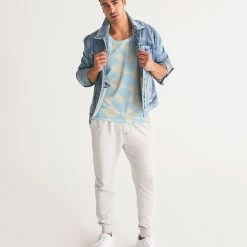 Harlow & Lloyd Blue & Vanilla Ripple Check Men's Sports Tank T Shirts & Tanks