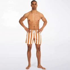 Subliminator Men Orange Stripe Swim Shorts