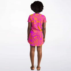 Subliminator T Shirts & Tanks Fuchsia & Orange Warp T Shirt Dress