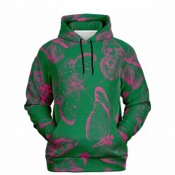 Subliminator Green Fuchsia Butterflies Unisex Hoodie Hoodies
