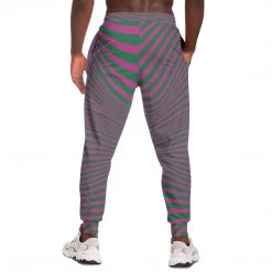 Subliminator Fuchsia & Green Optical Unisex Fleece Joggers Pants & Joggers
