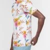 Harlow & Lloyd T Shirts & Tanks White Summer Floral Men's Slim Fit Short Sleeve Polo