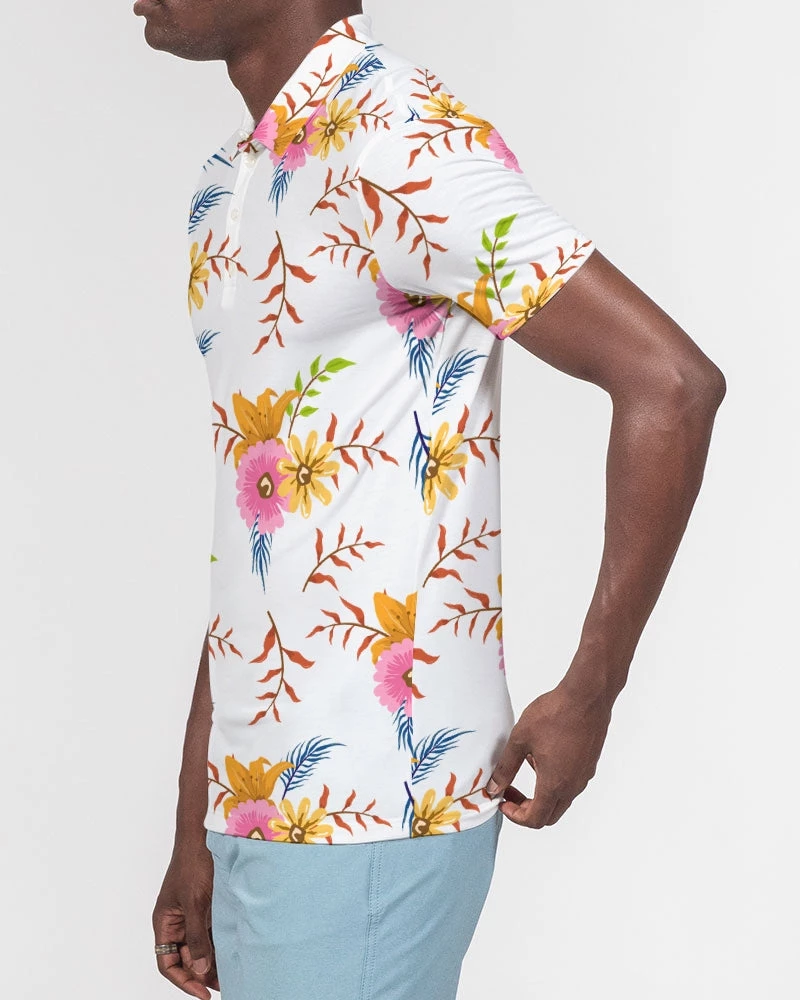 Harlow & Lloyd T Shirts & Tanks White Summer Floral Men's Slim Fit Short Sleeve Polo 3 Harlow & Lloyd T Shirts & Tanks White Summer Floral Men's Slim Fit Short Sleeve Polo