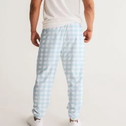 Harlow & Lloyd Pale Blue Gingham Check Men's Lightweight Track Pants
