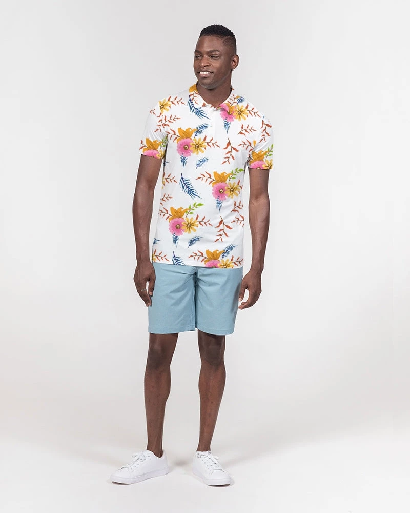 Harlow & Lloyd T Shirts & Tanks White Summer Floral Men's Slim Fit Short Sleeve Polo 9 Harlow & Lloyd T Shirts & Tanks White Summer Floral Men's Slim Fit Short Sleeve Polo