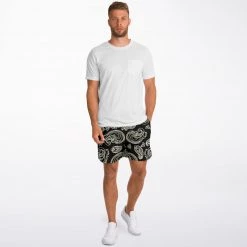 Subliminator Black & Bone Paisley Fleece Shorts