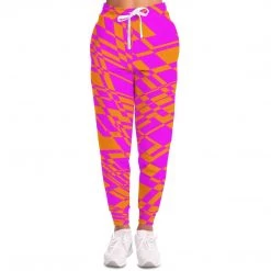Subliminator Fuchsia & Orange Warp Unisex Fleece Joggers Pants & Joggers