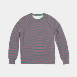 Harlow & Lloyd Fuchsia & Green Optical Men's French Terry Pullover Sweatshirt Sweatshirts & Pullovers