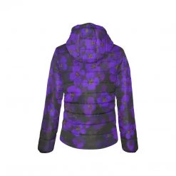 Harlow & Lloyd Jackets Midnight Purple Flower Women's Hooded Puffer Jacket