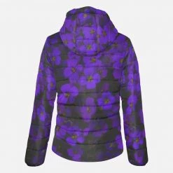 Harlow & Lloyd Jackets Midnight Purple Flower Women's Hooded Puffer Jacket