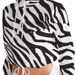 Harlow & Lloyd Zebra Print Women's Cropped Windbreaker Jackets