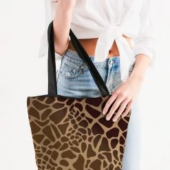 Harlow & Lloyd Giraffe Print Canvas Zip Tote Bags