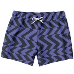 Subliminator Men Blue Violet & Charcoal Abstract Striped Swim Shorts