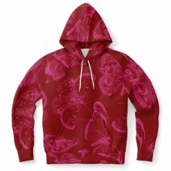 Subliminator Red Fuchsia Butterflies Unisex Hoodie