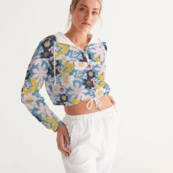 Harlow & Lloyd Jackets Blue Frisky Floral Women's Cropped Windbreaker
