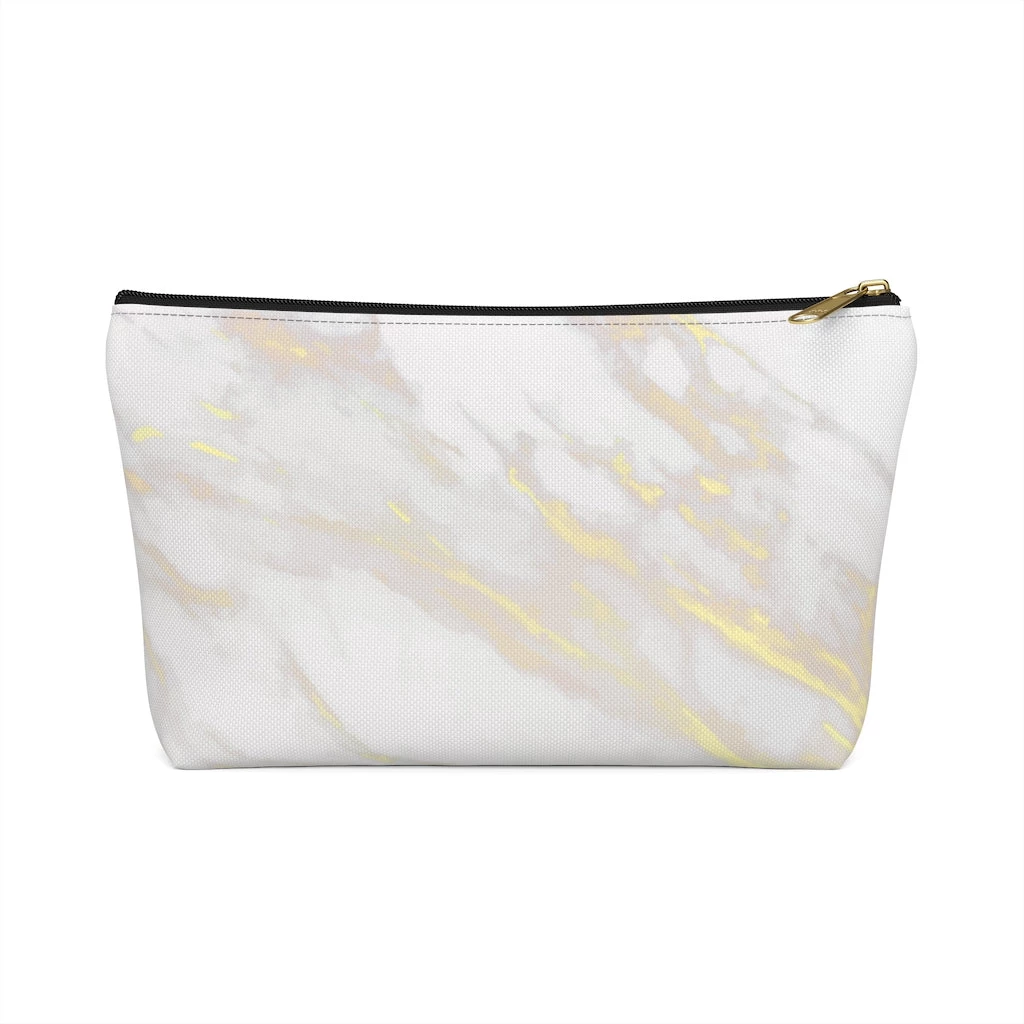 Harlow & Lloyd Personalized Cosmetic Bag / Accessory Pouch In White Marble & Gold Bags 9 Harlow & Lloyd Personalized Cosmetic Bag / Accessory Pouch In White Marble & Gold Bags