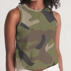 Harlow & Lloyd T Shirts & Tanks Woodland Camo Women's Cropped Tank