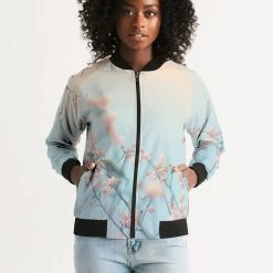 Harlow & Lloyd Cherry Blossoms With Bird Women's Bomber Jacket