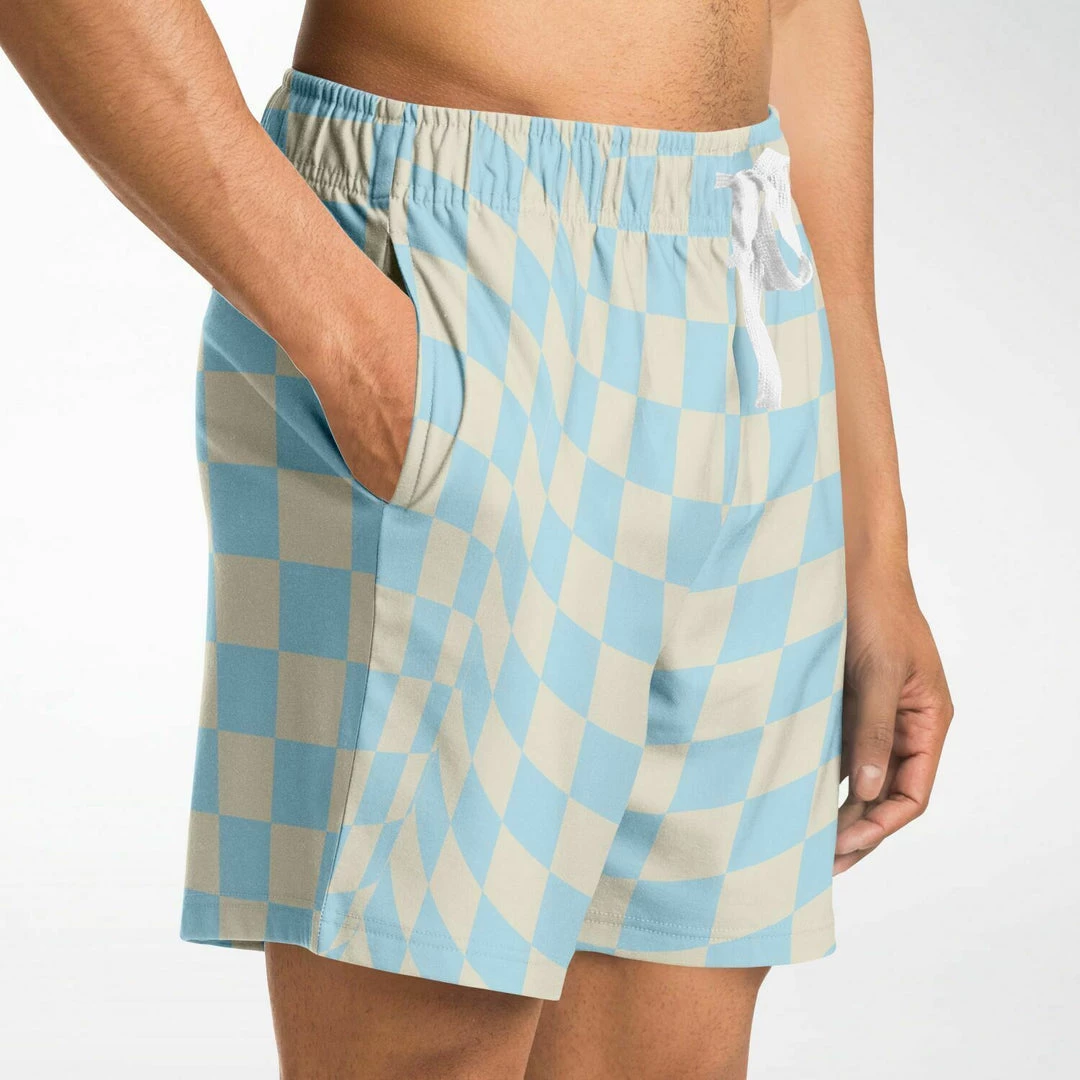 Subliminator Blue & Vanilla Check Fleece Shorts 9 Subliminator Blue & Vanilla Check Fleece Shorts