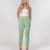 Harlow & Lloyd Green Tea Floral Women's Belted Tapered Pants Pants & Joggers