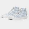 Harlow & Lloyd Baby Blue Large Houndstooth Men's Hightop Canvas Shoe Shoes