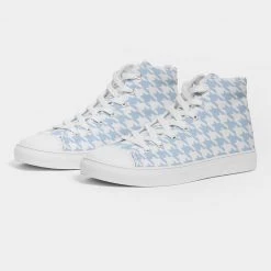 Harlow & Lloyd Baby Blue Large Houndstooth Men's Hightop Canvas Shoe Shoes