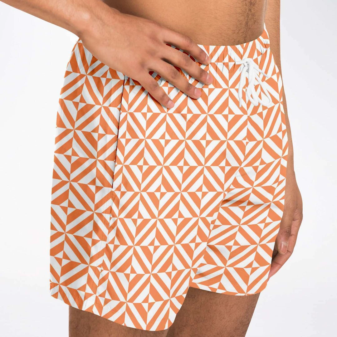 Subliminator Orange Geometric Pattern Swim Shorts 13 Subliminator Orange Geometric Pattern Swim Shorts
