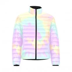 Harlow & Lloyd Jackets Lilac Mint Tie Dye Men's Lightweight Puffer Jacket
