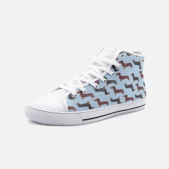 Harlow & Lloyd Dachshund Blue High Top Unisex Canvas Shoes