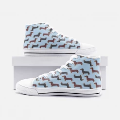 Harlow & Lloyd Dachshund Blue High Top Unisex Canvas Shoes