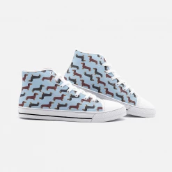 Harlow & Lloyd Dachshund Blue High Top Unisex Canvas Shoes 7 Harlow & Lloyd Dachshund Blue High Top Unisex Canvas Shoes