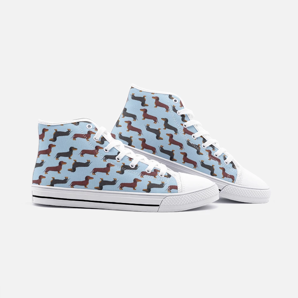 Harlow & Lloyd Dachshund Blue High Top Unisex Canvas Shoes 5 Harlow & Lloyd Dachshund Blue High Top Unisex Canvas Shoes
