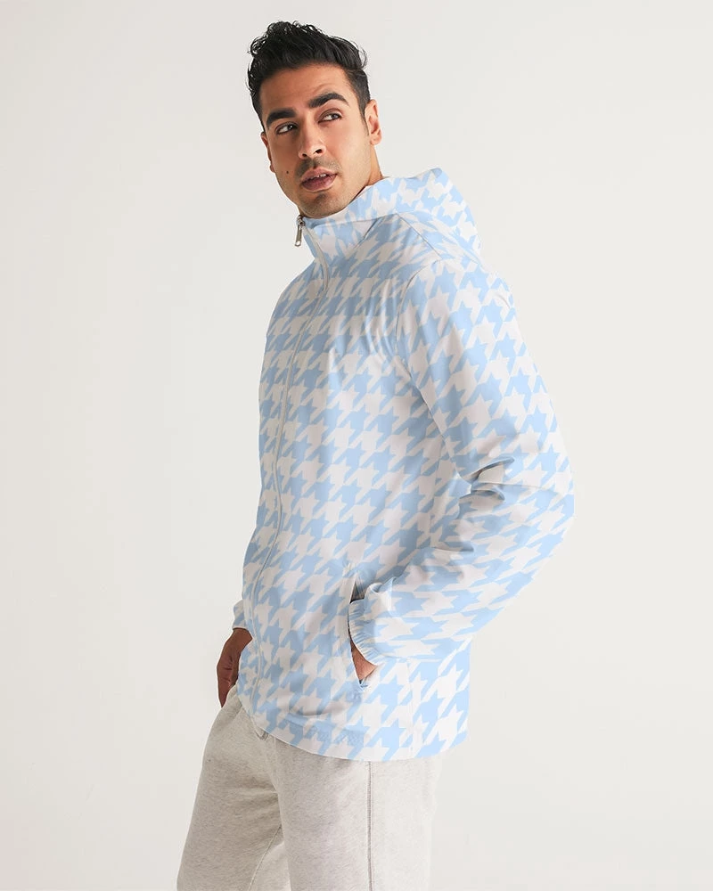 Harlow & Lloyd Jackets Baby Blue Large Houndstooth Men's Hooded Windbreaker Jacket 3 Harlow & Lloyd Jackets Baby Blue Large Houndstooth Men's Hooded Windbreaker Jacket