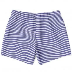 Subliminator Men Blue Violet Wave Stripes Swim Shorts