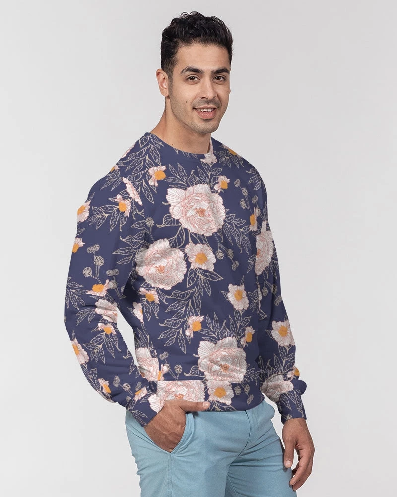 Harlow & Lloyd Orange Peonies Floral Orient Blue Men's French Terry Pullover Sweatshirt Sweatshirts & Pullovers 5 Harlow & Lloyd Orange Peonies Floral Orient Blue Men's French Terry Pullover Sweatshirt Sweatshirts & Pullovers