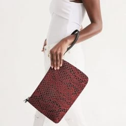 Harlow & Lloyd Red Snake Skin Daily Zip Pouch