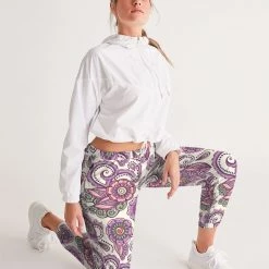 Harlow & Lloyd Purple Cream Paisley Lightweight Women's Track Pants Pants & Joggers