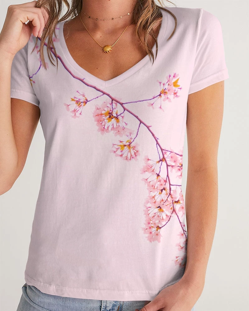 Harlow & Lloyd T Shirts & Tanks Pink Cherry Blossom Women's V-Neck Tee 6 Harlow & Lloyd T Shirts & Tanks Pink Cherry Blossom Women's V-Neck Tee