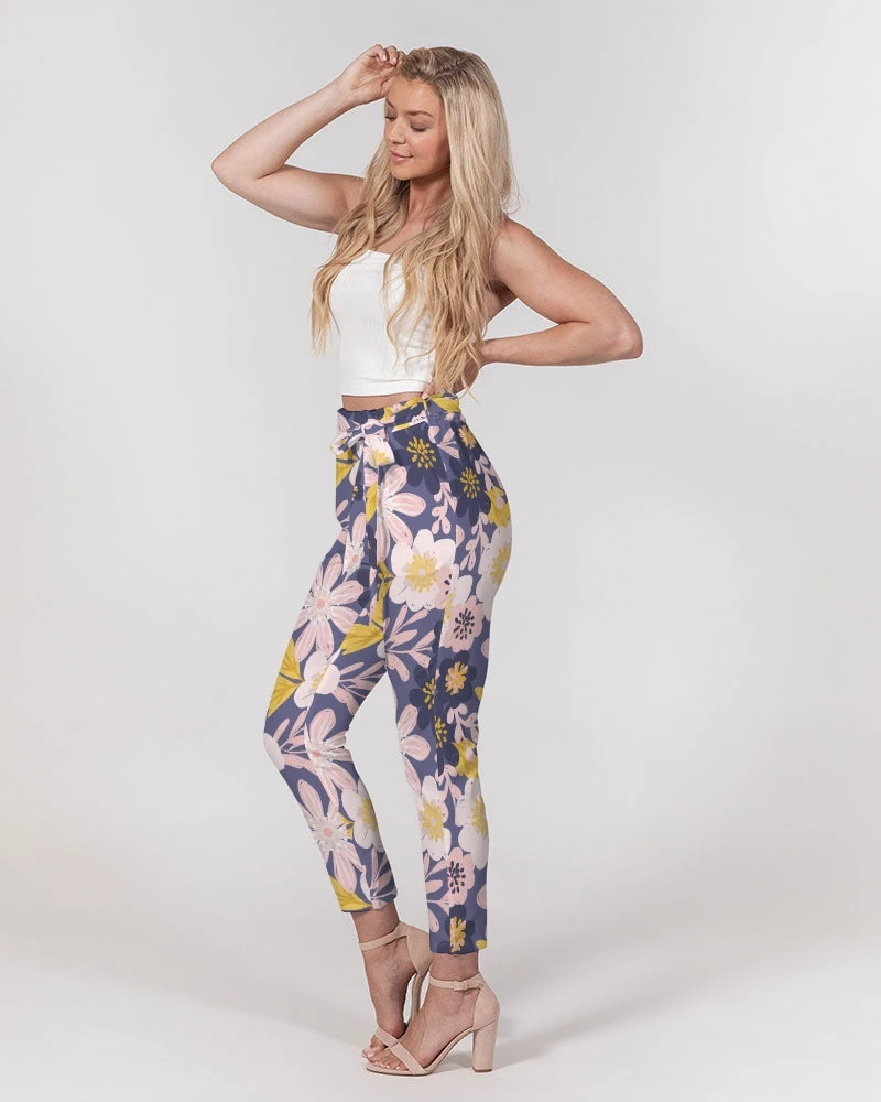 Harlow & Lloyd Purple Frisky Floral Women's Belted Tapered Pants Pants & Joggers 6 Harlow & Lloyd Purple Frisky Floral Women's Belted Tapered Pants Pants & Joggers