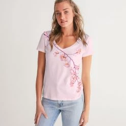 Harlow & Lloyd T Shirts & Tanks Pink Cherry Blossom Women's V-Neck Tee