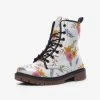 Harlow & Lloyd White Summer Floral Lace Up Boots