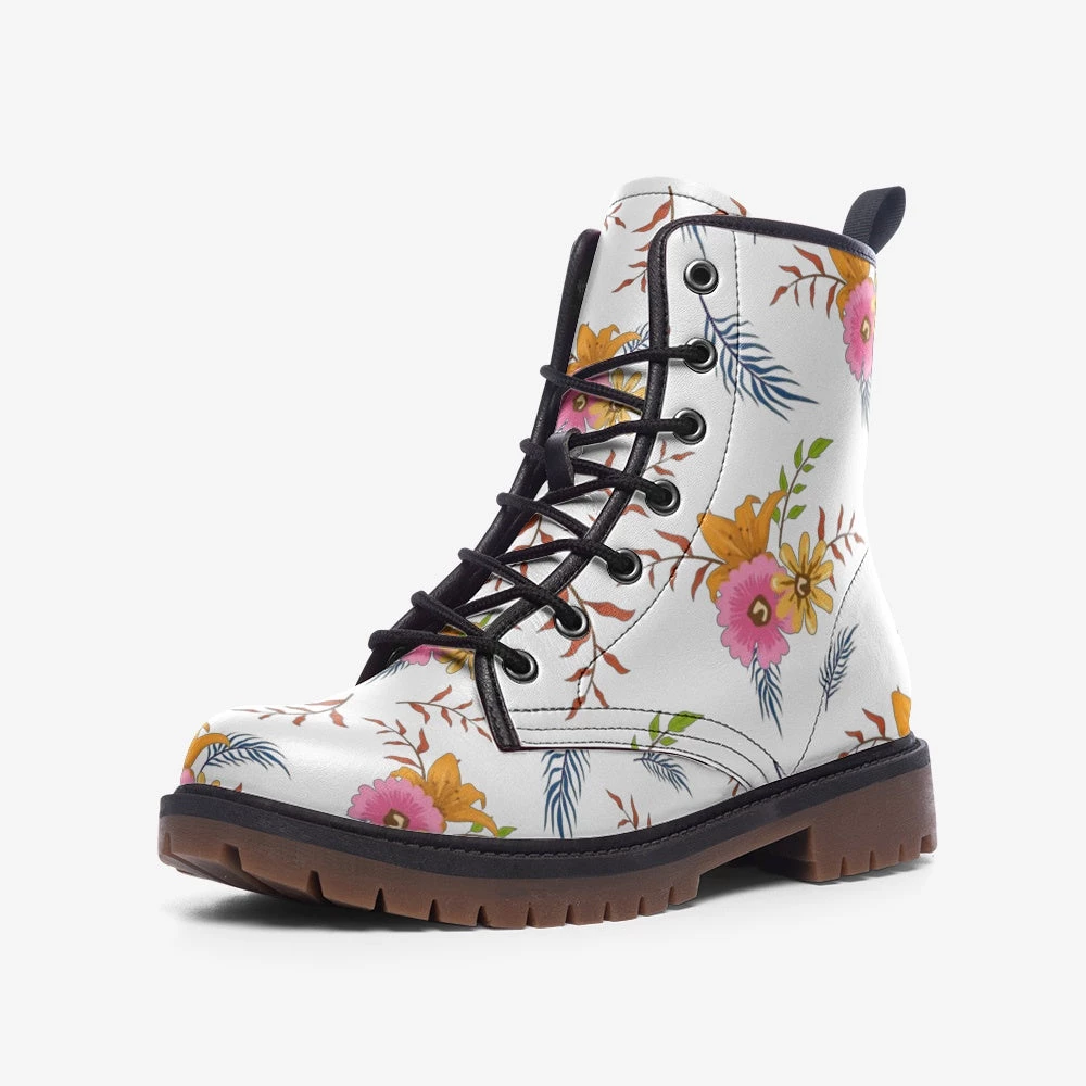 Harlow & Lloyd White Summer Floral Lace Up Boots 3 Harlow & Lloyd White Summer Floral Lace Up Boots
